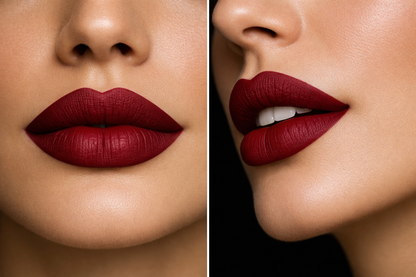 liquid lipstick matte red color lips